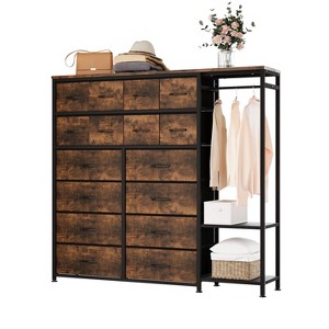 Clothes Rack with 16 Fabric Drawers and 2 Storage Shelves -  Heavy Duty Garment Rack, Freestanding Wardrobe Clothing Rack for Hanging Clothes - 1 of 4