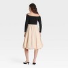 Women's Long Sleeve Midi A-Line Dress - A New Day™ Black/Cream - image 2 of 3