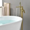 Cobbe Single Handle Freestanding Floor Standing Tub Faucet with Swivel Spout, Handheld Showerhead and 59-Inch Hose Shower Faucet Brushed Gold - 3 of 4