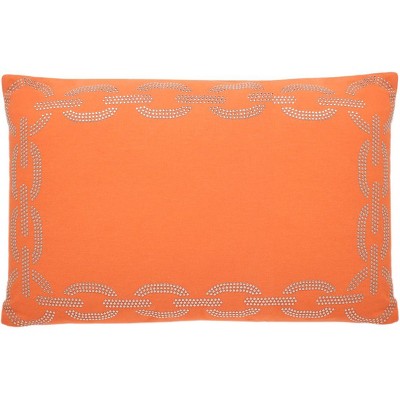 Orange Embroidered Rectangular Accent Pillow Set