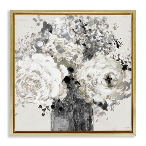 Stupell Industries Bold Abstract Floral Arrangement Floating Frame Canvas Art, Gold, 18" x 18" - 1 of 4