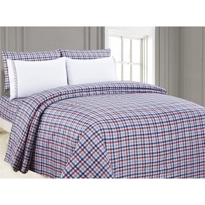 6-Piece Printed Sheet Set with Embroidered Pillowcases, Tartan Plaid, Queen - 1 of 3