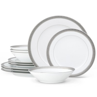 Noritake Crestwood Platinum 12-Piece Dinnerware Set, Service for 4