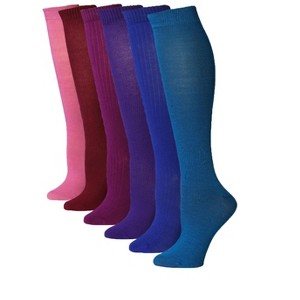 Tipi Toe Womens 6 Pairs Light Colorful Vivid Hues Solid Patterned Knee High Socks - 1 of 4