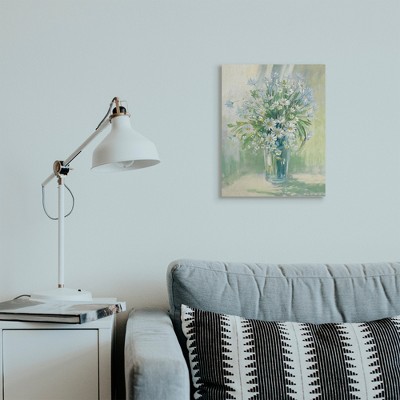 Sunlit Bouquet of Daisies Green and Blue Canvas Wall Art