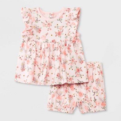 Image of Baby Girls' Disney Minnie Mouse Top and Bottom Set - Light Pink 6-9M