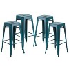 Emma and Oliver Commercial Grade 4 Pack 30" High Backless Distressed Metal Indoor-Outdoor Barstool - 2 of 4