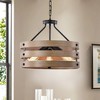 16" x 16" x 48" Wood Fleur Imitation Grain Drum Chandelier Brown - Warehouse Of Tiffany - 2 of 3