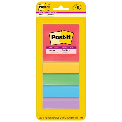 Post-it 5pk 3" x 3" Super Sticky Notes 45 Sheets/Pad - Marrakesh Collection: Multicolor Office Supplies, Art & Design