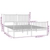 vidaXL Modern Double Bed Frame with Headboard and Footboard, Powder-Coated Steel White Bed Frame - 3 of 4