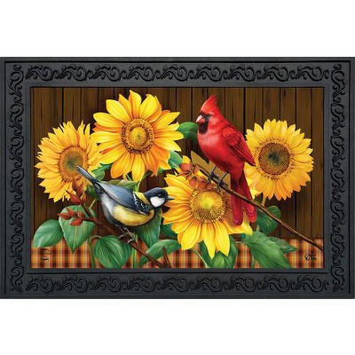 Fall Birds and Sunflowers Rectangular Rubber Doormat