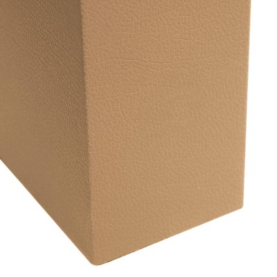 21" Beige Leather Base Table Lamp with Fabric Shade