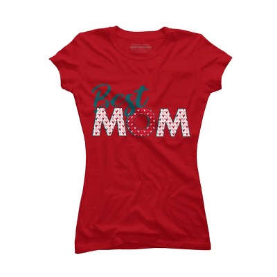 Junior's Design By Humans Best Mom Heart Pattern By Semir T-Shirt