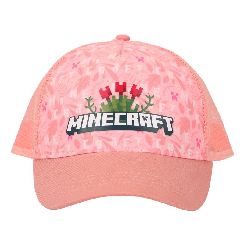 Minecraft Roses Youth Girl's Pink Mesh Back Baseball Cap, 1 of 6
