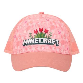 Minecraft Roses Youth Girl's Pink Mesh Back Baseball Cap