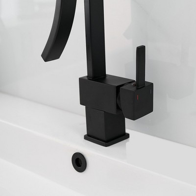 Matte Black Modern High-Arc Single Handle Bathroom Faucet