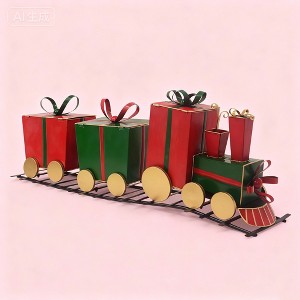 Christmas Iron Train Decor with Gift-Shaped Carriages - 1 of 4