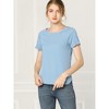 Allegra K Women's Round Neck Raglan Sleeves Side Slit Chambray Top - 4 of 4