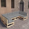vidaXL Patio Furniture Set 6 Piece Outdoor Sectional Sofa Solid Wood Pine - Natural With Cushions - 2 of 4