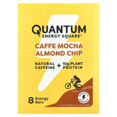 Quantum Energy Square Caffe Mocha Almond Chip, 8 Energy Bars, 1.69 oz (48 g) Each
