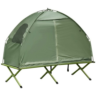 Outsunny Camping Tent Cot, Single Person Folding Cot Combo, Off-ground ...