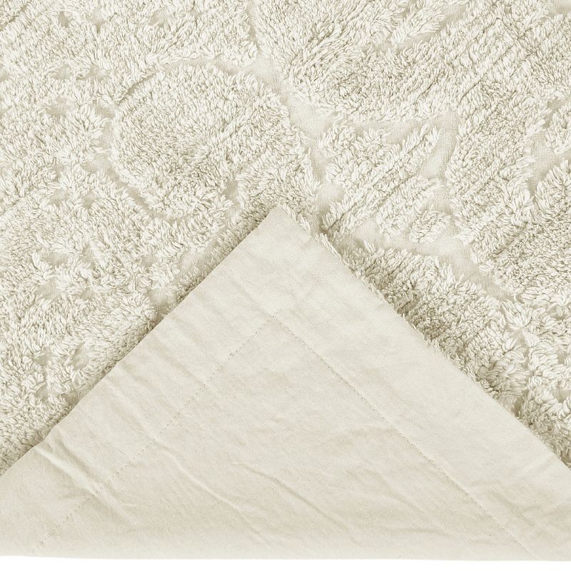 Euro Ashton Collection 100% Cotton Tufted Unique Luxurious Medallion Design Pillow Shams Ivory - Better Trends, 4 of 5