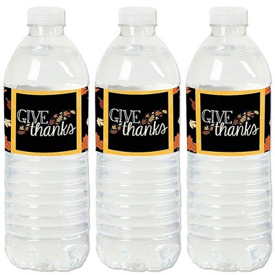 Big Dot of Happiness Give Thanks - Thanksgiving Party Water Bottle Sticker Labels - Set of 20