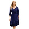 Clearlove Midi Dresses for Women Casual 3/4 Sleeve Wrap Dress Plus Size Curvy Cocktail Dresses - 2 of 4
