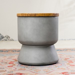 Moda Furnishings Multifunctional Outdoor Terrafab Side Table with Hidden Ice Bucket - 1 of 4