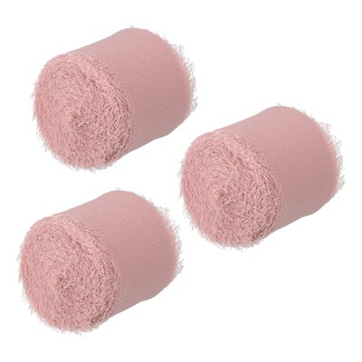 Unique Bargains DIY Crafts Party Gift Wrapping Fringe Chiffon Silk Ribbon 3 Rolls