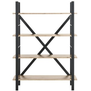 Raylan Retro Midcentury 4-Tier Etagere - Oak/Black - Safavieh - 1 of 4