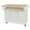 Maliang Kitchen Cart with Rubber wood Drop-Leaf Countertop, Kitchen Island on 5 Wheels with Storage Cabinet and 3 Drawers - 4 of 4