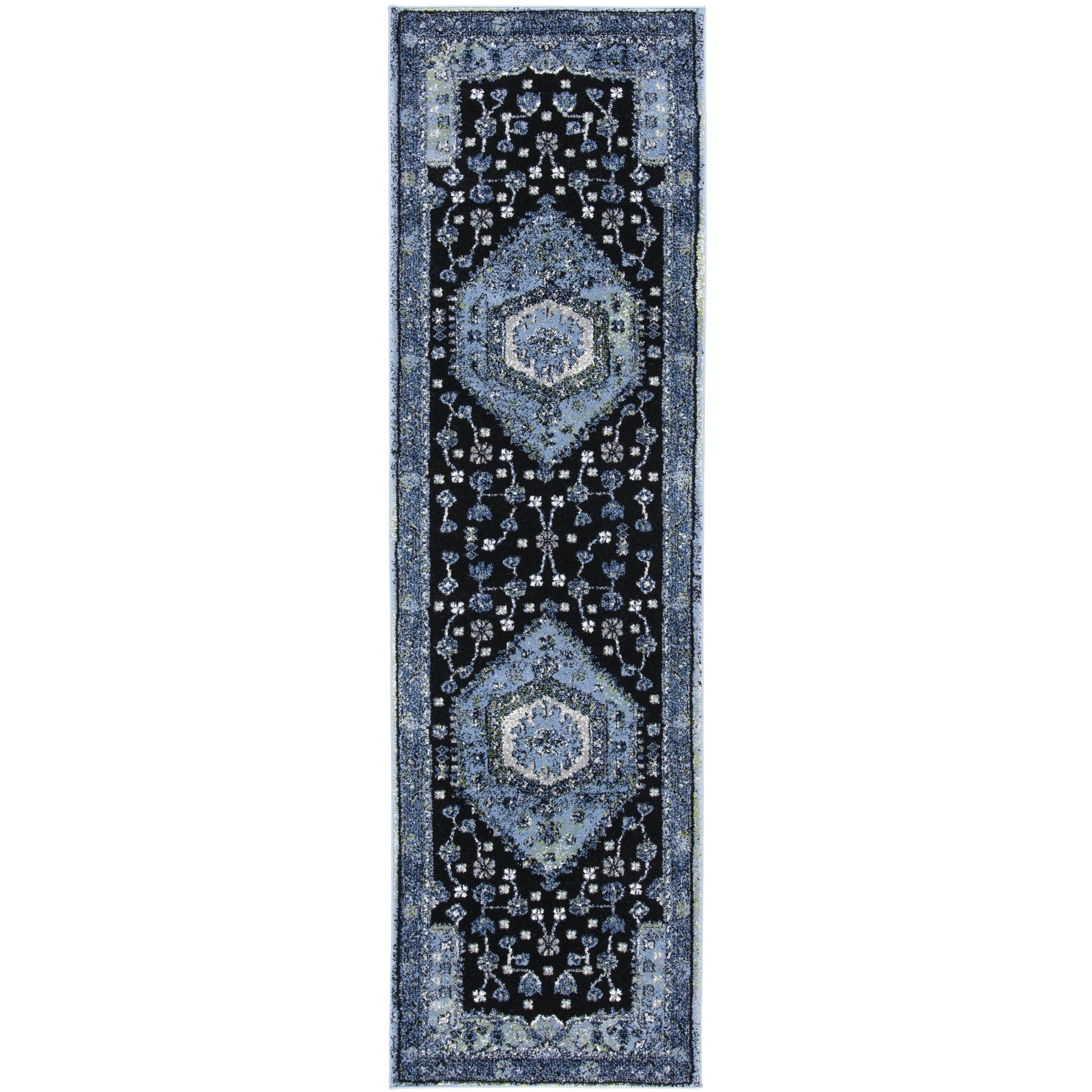 Vintage Hamadan VTH204 Power Loomed Indoor Runner Rug - Light Blue/Black - 2'3"x8' - Safavieh