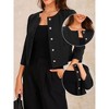 Allegra K Women's Collarless 3/4 Sleeve Lightweight Pockets Button Down Work Suit Blazer - 2 of 4