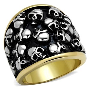 Slickblue Men’s Gothic Skull Ring, Black & Gold Finish, Bold Stainless Steel Band, Halloween Style, Size 8–13 - 1 of 4
