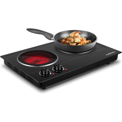 Cusimax 1800W Ceramic Electric Hot Plate,Dual Control Infrared Cooktop