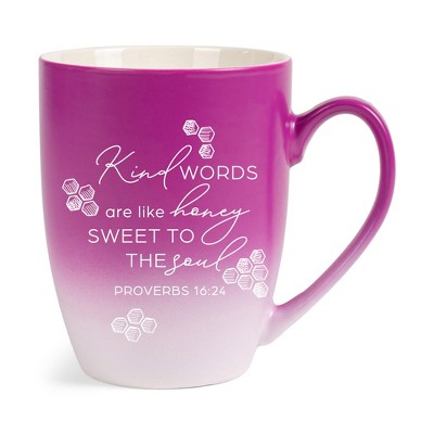 Elanze Designs Kind Words Are Like Honey Sweet To The Soul Two Toned Ombre Matte Pink and White 12 ounce Ceramic Stoneware Coffee Cup Mug