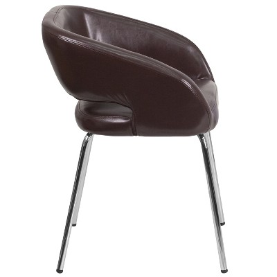 Fusion Series Contemporary Brown LeatherSoft Side Chair with Chrome Legs