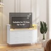 Jojoka 6 Drawer Dresser with LED Light for Bedroom, Wooden Dressers with Charging Station for Living Room, Hallway, TV Stand, White - 3 of 4
