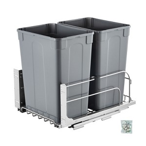 VEVOR Pull-Out Trash Can, 35 QT x2 Double Under Mount Kitchen Waste Container, Heavy Duty Garbage Recycling Bin, Gray - 1 of 4