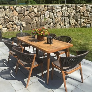PURPLE LEAF Outdoor Dining Set All-Weather Wicker Outdoor Patio Furniture with Table All Aluminum Frame for Lawn Garden Backyard Deck with Cushions - 1 of 4
