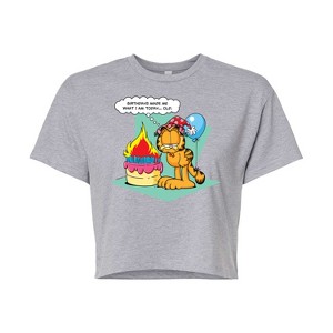 Women's - Garfield - Birthday's Make Me Old Cropped Graphic T-Shirt - 1 of 4