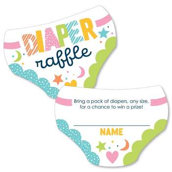 Big Dot of Happiness Colorful Baby Shower - Diaper Shaped Raffle Ticket Inserts - Gender Neutral Baby Shower Diaper Raffle Game - Set of 24