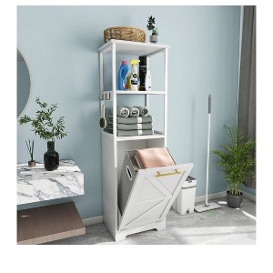 53 in Tall Bathroom Laundry Cabinet With Basket Tilt-Out Laundry Hamper Organizer Bathroom Storage Dresser For Sleeping Room, Laundry Room - 1 of 4