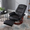 HOMCOM Faux Leather Manual Recliner, Adjustable Swivel Lounge Chair with Footrest, Armrest and Wrapped Wood Base for Living Room, Black - 2 of 4
