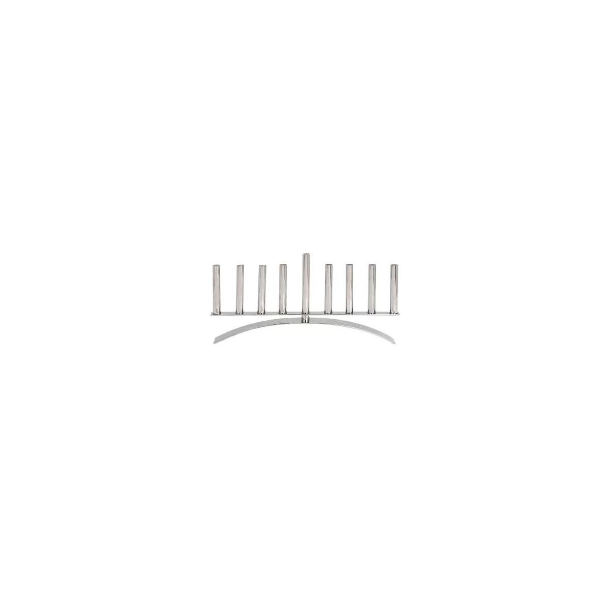 Stainless Steel Menorah with Oval Base, Modern Silver Hanukkah Candle Holder for Chanukah Celebrations, Jewish Holiday Judaica Decor