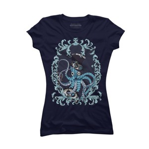 Junior's Design By Humans Steampunk Octopus By paviash T-Shirt - 1 of 3