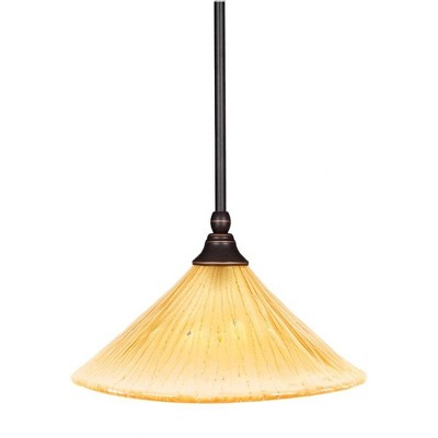 Toltec Lighting Any 1 - Light Pendant in  Dark Granite with 12" Amber Crystal Shade
