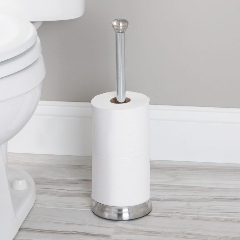 iDESIGN York Metal Toilet Tissue Roll Reserve Brushed Stainless Steel and Chrome, 3 of 6