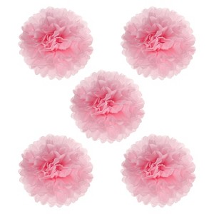 Unique Bargains Decorative Reusable Party Wedding Tissue Pom Poms Flowers 5 Pcs - 1 of 4
